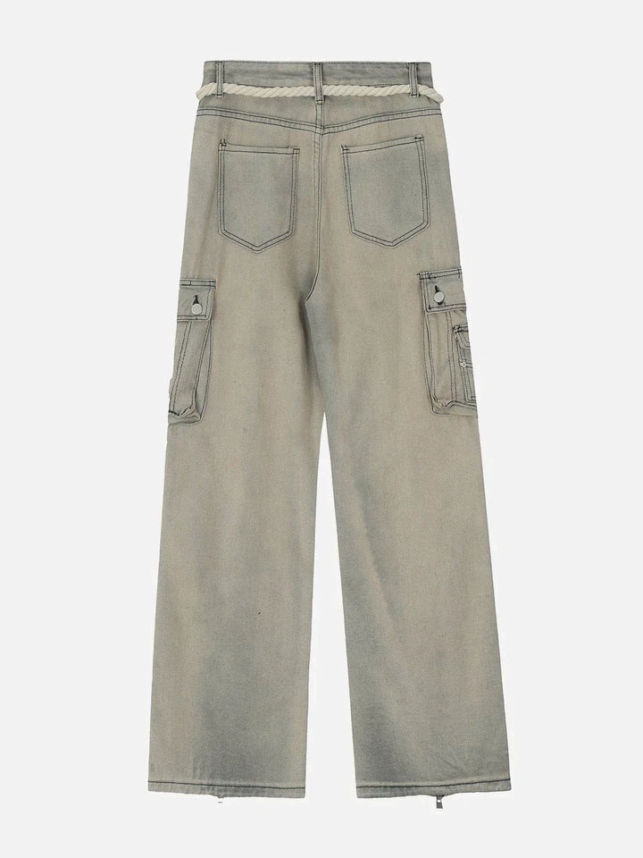 TALISHKO - Multi-pocket Twine Jeans - streetwear fashion, outfit ideas - talishko.com