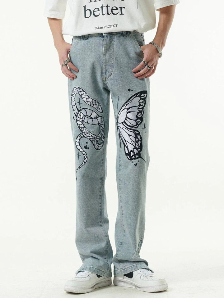 TALISHKO™ - "Mysterious Trap" Embroidery Jeans streetwear fashion - talishko.com