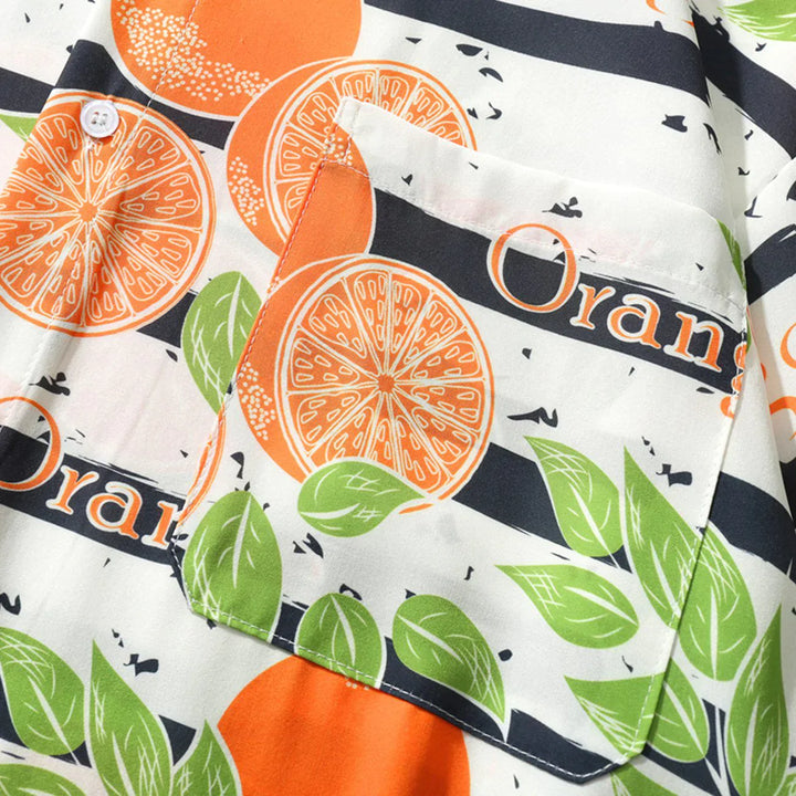 TALISHKO - Orange Graphic Stripe Short Sleeve Shirt - streetwear fashion, outfit ideas - talishko.com