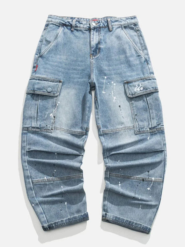TALISHKO™ - Painted Cargo Pocket Jeans streetwear fashion - talishko.com