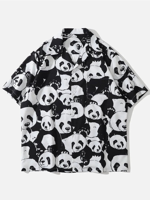 TALISHKO - Panda Print Short-sleeved Shirt - streetwear fashion, outfit ideas - talishko.com