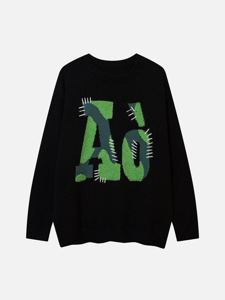 TALISHKO™ - Patch Flocked Letter Sweater streetwear fashion - talishko.com