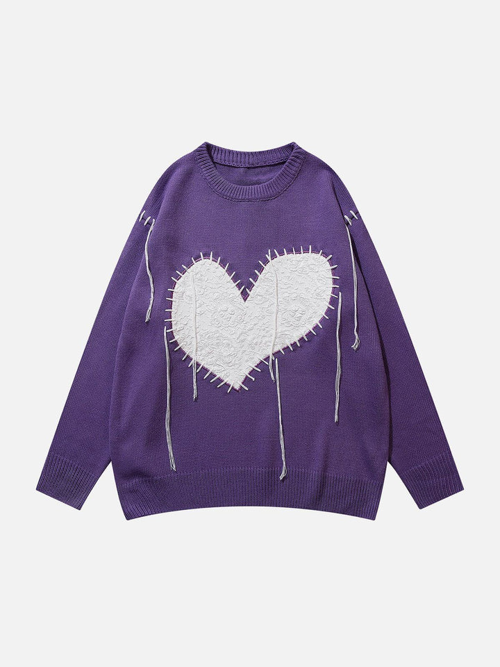TALISHKO - Patch Love Heart Sweater - streetwear fashion, outfit ideas - talishko.com