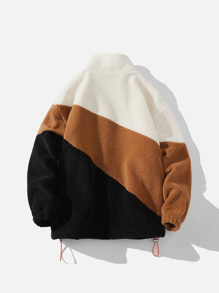 TALISHKO - Patchwork Contrast Sherpa Winter Coat - streetwear fashion, outfit ideas - talishko.com