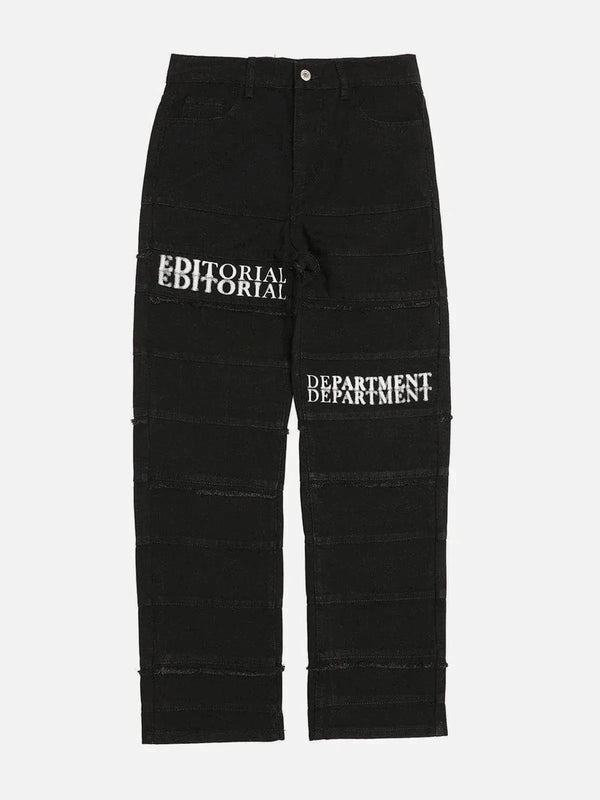 TALISHKO - Patchwork Design Letters Jeans - streetwear fashion, outfit ideas - talishko.com