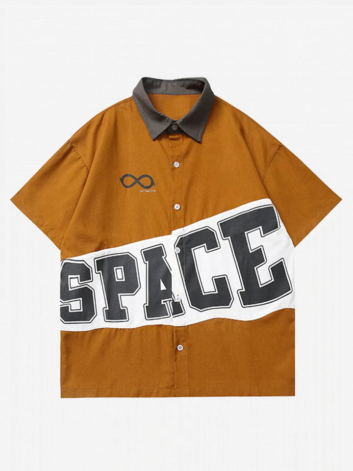TALISHKO - Patchwork Design "SPACE" Short Sleeve Shirt - streetwear fashion, outfit ideas - talishko.com