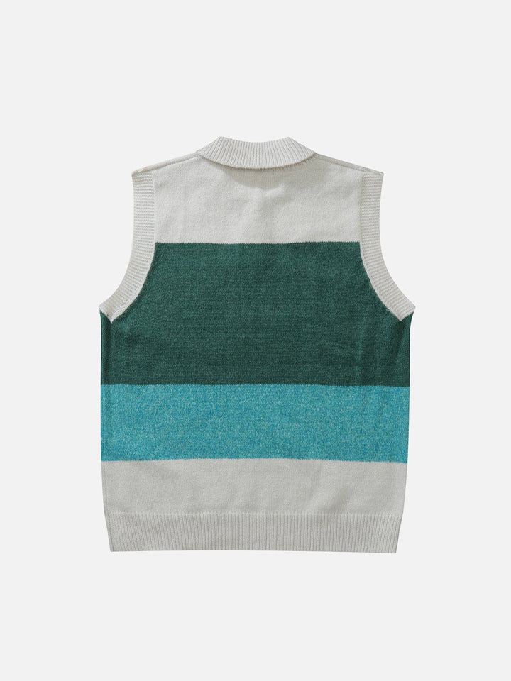 TALISHKO - Patchwork Letter Print Sweater Vest - streetwear fashion, outfit ideas - talishko.com