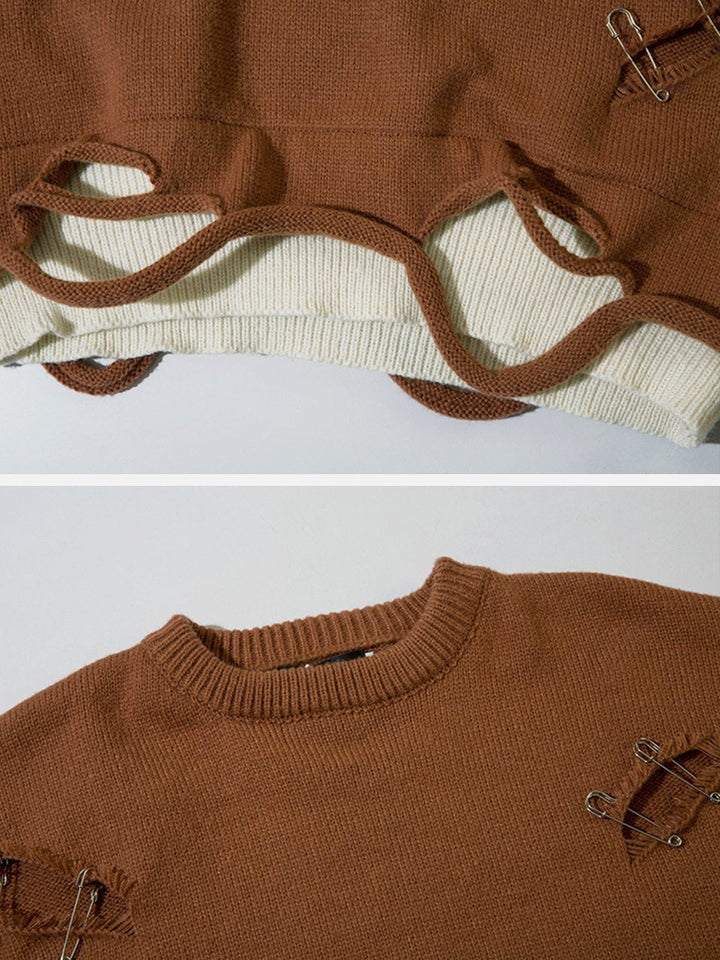 TALISHKO - Pin Design Rolled Sweater - streetwear fashion, outfit ideas - talishko.com