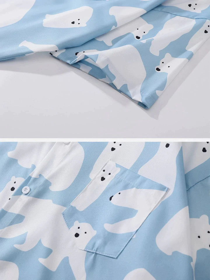 TALISHKO - Polar Bear Print Short Sleeve Shirt - streetwear fashion, outfit ideas - talishko.com