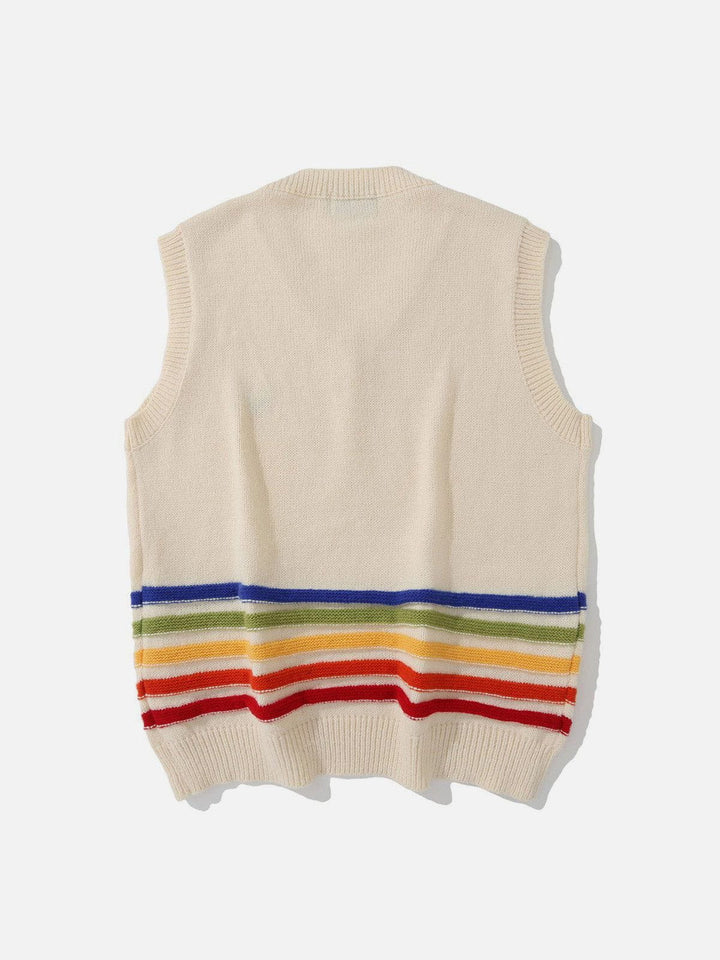 TALISHKO - Rainbow Smile Embroidered Knit Sweater Vest - streetwear fashion, outfit ideas - talishko.com