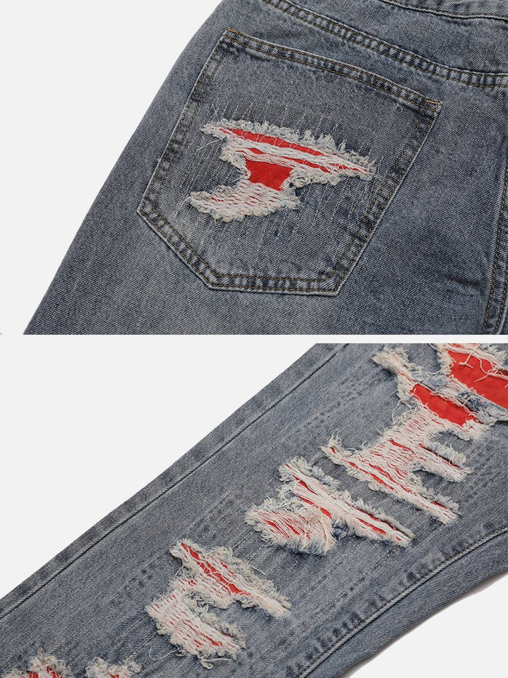 TALISHKO - Raw Edge Hole Jeans - streetwear fashion, outfit ideas - talishko.com