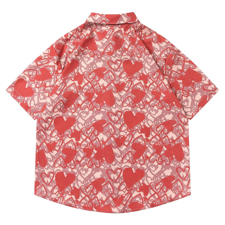 TALISHKO - Red Hearts Short Sleeve Shirt - streetwear fashion, outfit ideas - talishko.com