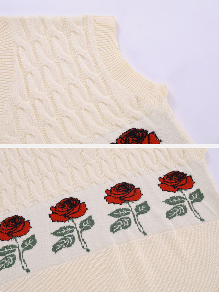 TALISHKO - Rose Pattern Sweater Vest - streetwear fashion, outfit ideas - talishko.com