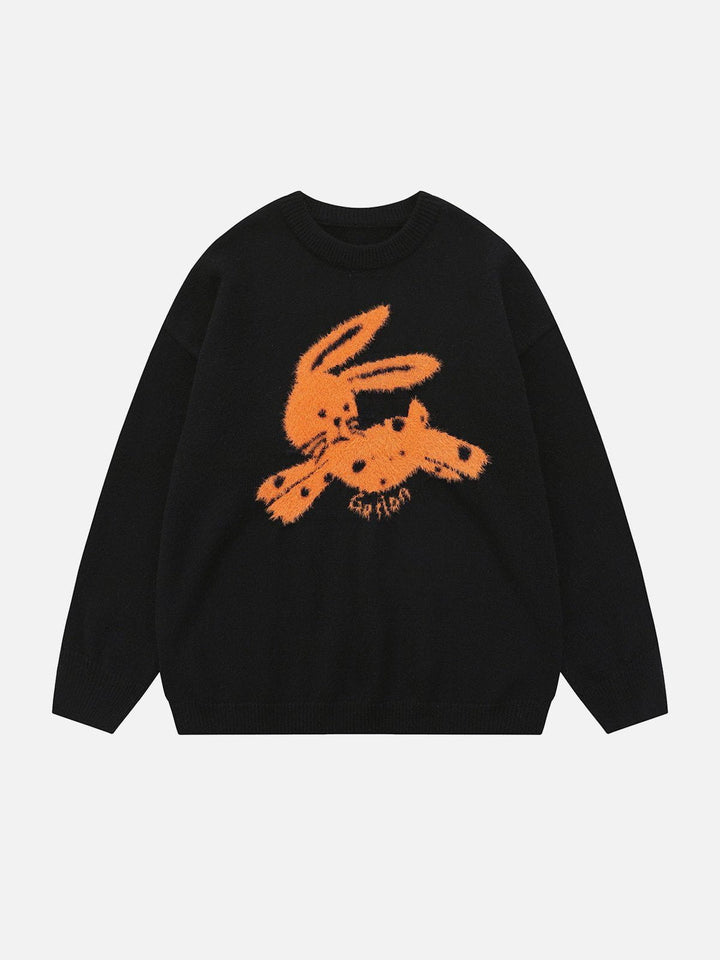 TALISHKO - Running Rabbit Embroidery Sweater - streetwear fashion, outfit ideas - talishko.com