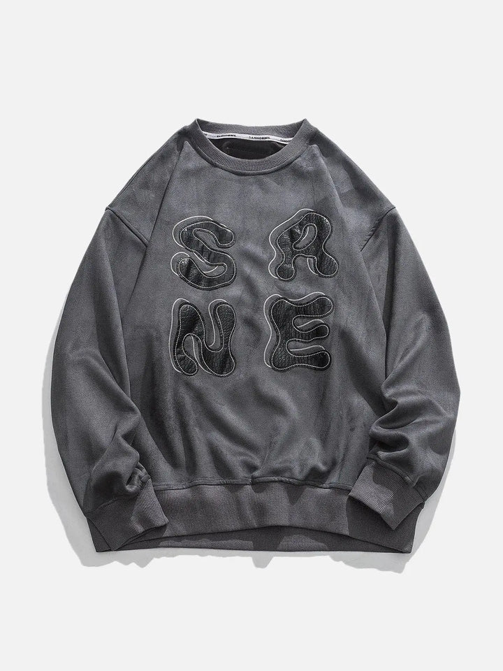 TALISHKO - "SRNE" Print Suede Sweatshirt - streetwear fashion, outfit ideas - talishko.com
