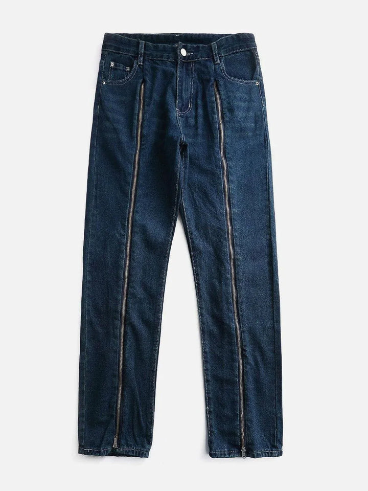 TALISHKO™ - Side Leg Zip Checkerboard Jeans streetwear fashion - talishko.com