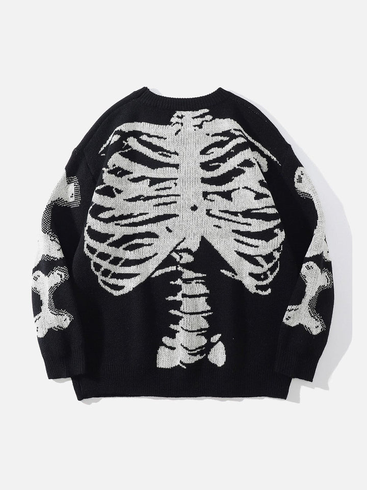 TALISHKO - Skeleton Pattern Knit Sweater - streetwear fashion, outfit ideas - talishko.com