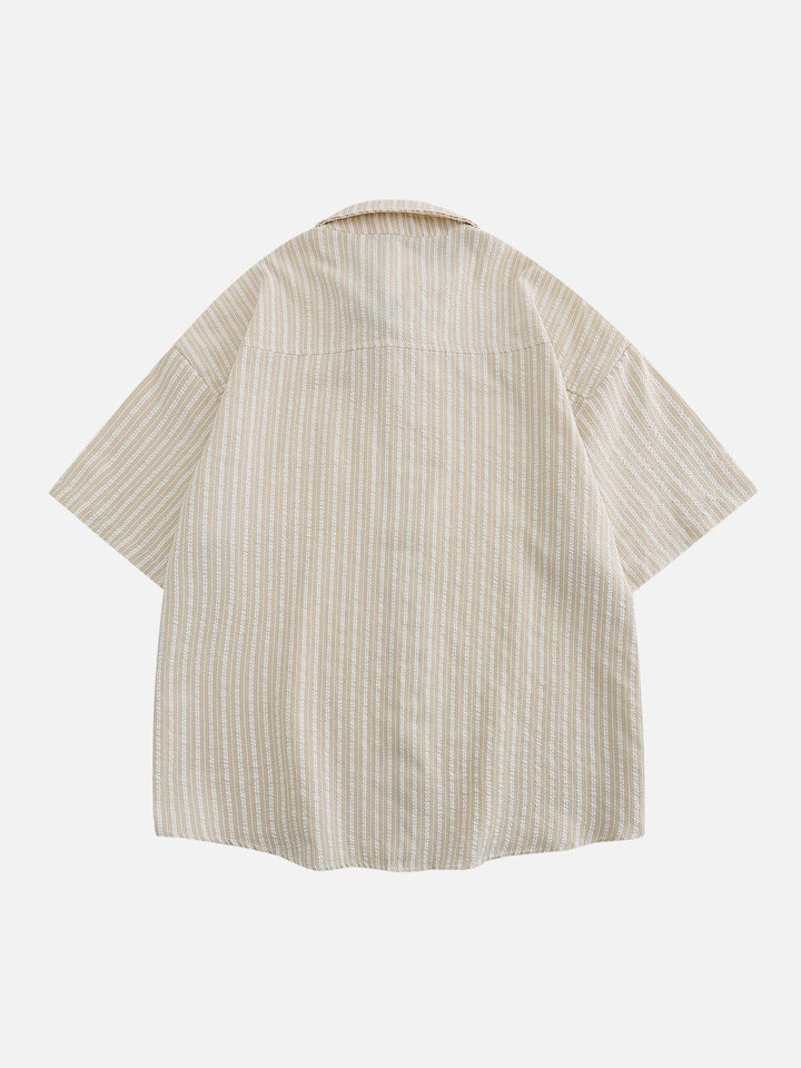 TALISHKO - Small Flower Pendant Stripes Short Sleeve Shirt - streetwear fashion, outfit ideas - talishko.com