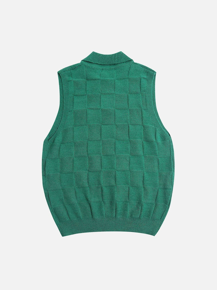TALISHKO - Solid Check Knit Sweater Vest - streetwear fashion, outfit ideas - talishko.com