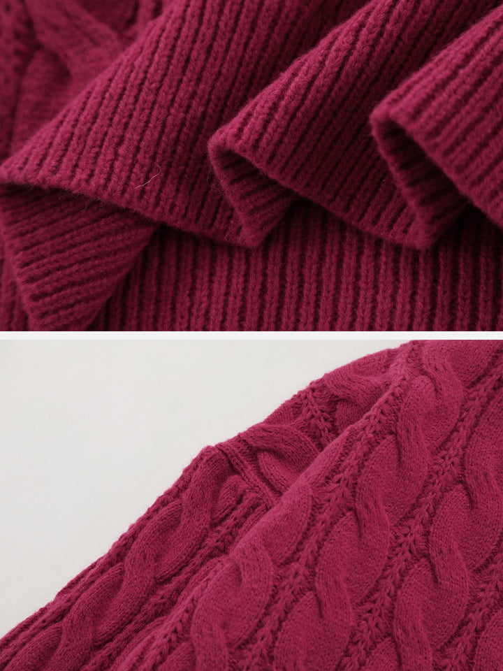 TALISHKO - Solid Color Twist Knit Sweater - streetwear fashion, outfit ideas - talishko.com