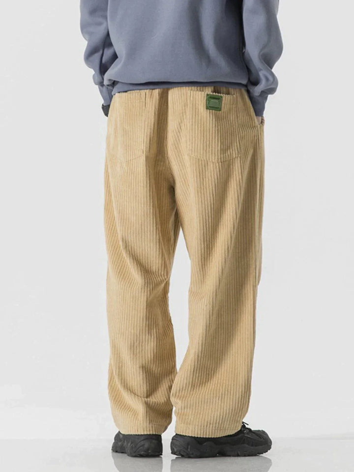 TALISHKO - Solid Corduroy Straight Pants - streetwear fashion, outfit ideas - talishko.com