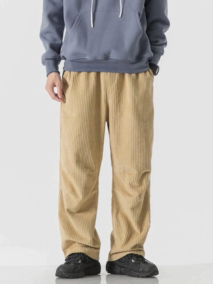 TALISHKO - Solid Corduroy Straight Pants - streetwear fashion, outfit ideas - talishko.com