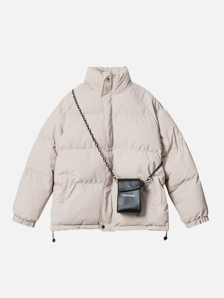 TALISHKO - Solid Detachable Satchel Winter Coat - streetwear fashion, outfit ideas - talishko.com