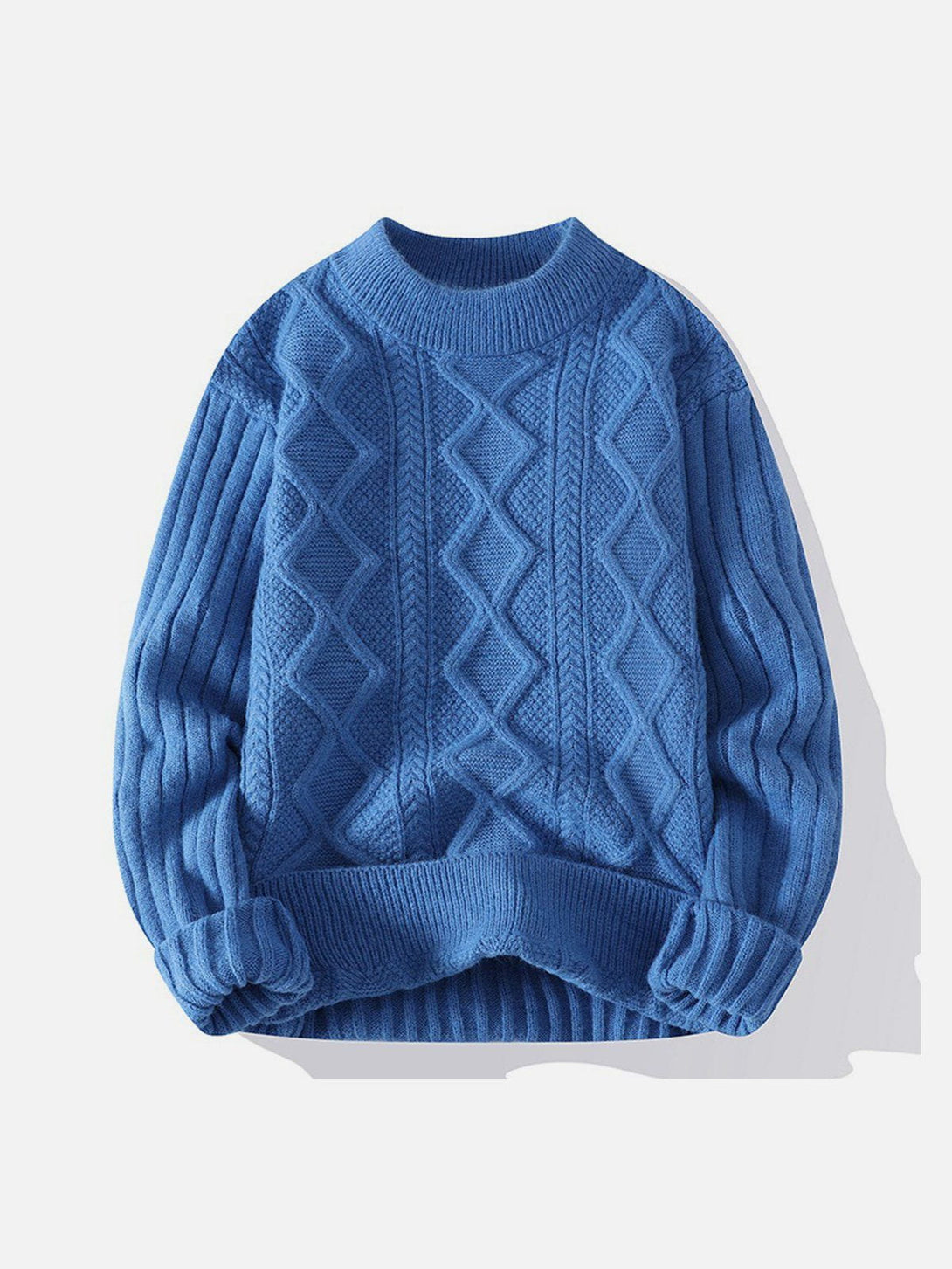 TALISHKO - Solid Ribbed Jacquard Knit Sweater - streetwear fashion, outfit ideas - talishko.com