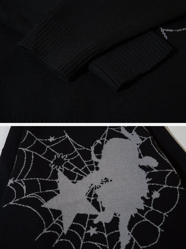 TALISHKO - Spider Web Stars Graphic Sweater - streetwear fashion, outfit ideas - talishko.com