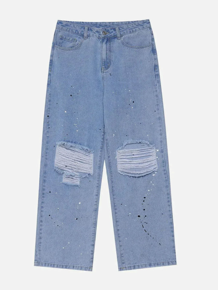 TALISHKO - Splash Ink Hole Jeans - streetwear fashion, outfit ideas - talishko.com