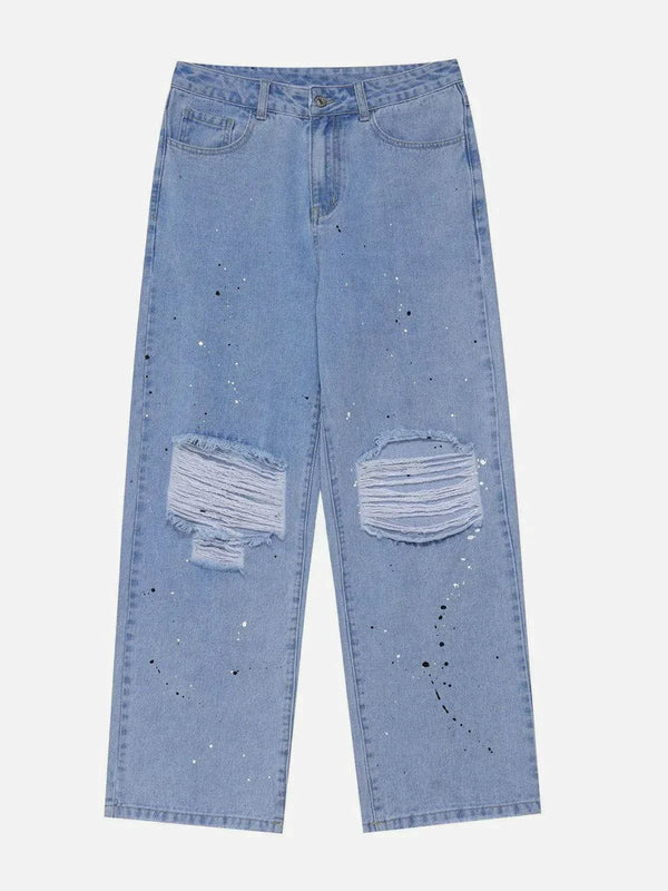 TALISHKO - Splash Ink Hole Jeans - streetwear fashion, outfit ideas - talishko.com