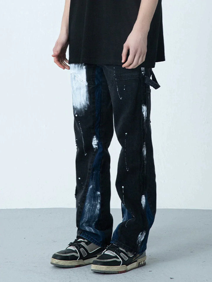 TALISHKO™ - Splash Ink Patchwork Jeans streetwear fashion - talishko.com