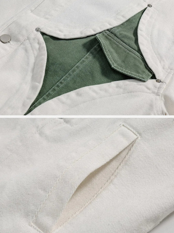 TALISHKO - Splicing Contrast Denim Jacket - streetwear fashion, outfit ideas - talishko.com
