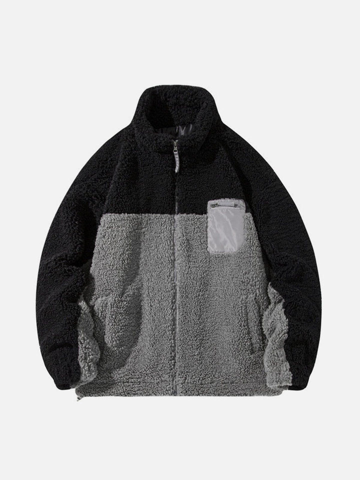 TALISHKO - Splicing Sherpa Winter Coat - streetwear fashion, outfit ideas - talishko.com