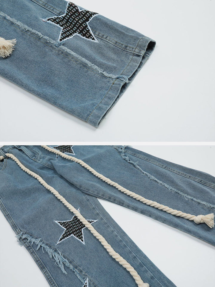 TALISHKO - Star Embroidery Jeans - streetwear fashion, outfit ideas - talishko.com