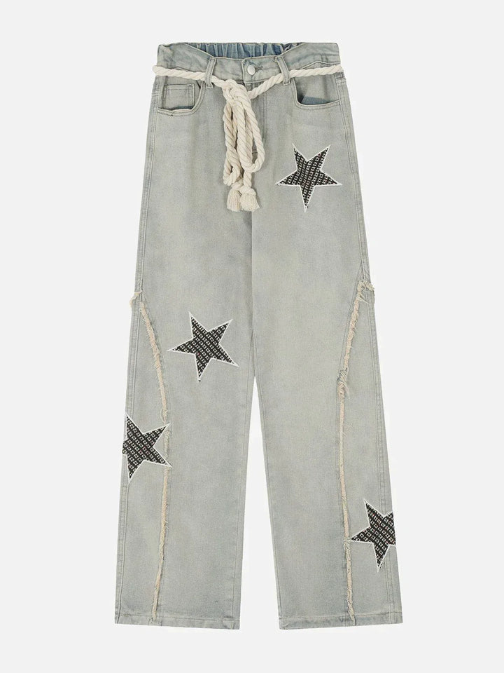 TALISHKO - Star Embroidery Jeans - streetwear fashion, outfit ideas - talishko.com