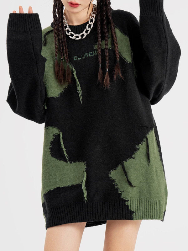 TALISHKO - Star Jacquard Fringed Knitted Sweater - streetwear fashion, outfit ideas - talishko.com