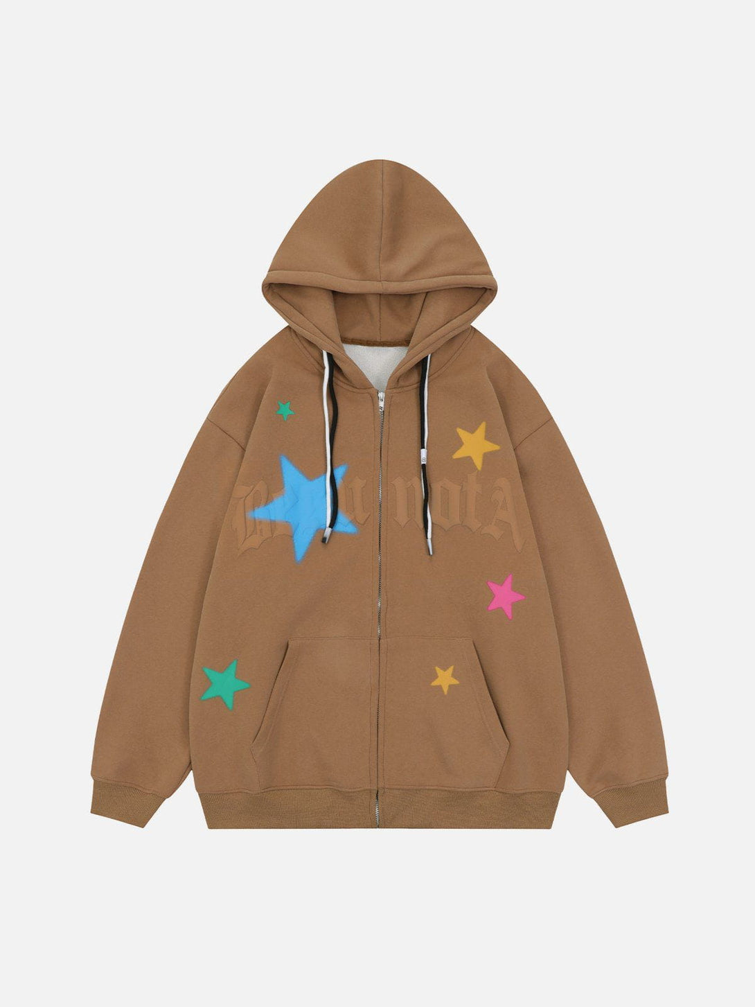 TALISHKO - Star Print Fleece Zip Hoodie - streetwear fashion, outfit ideas - talishko.com