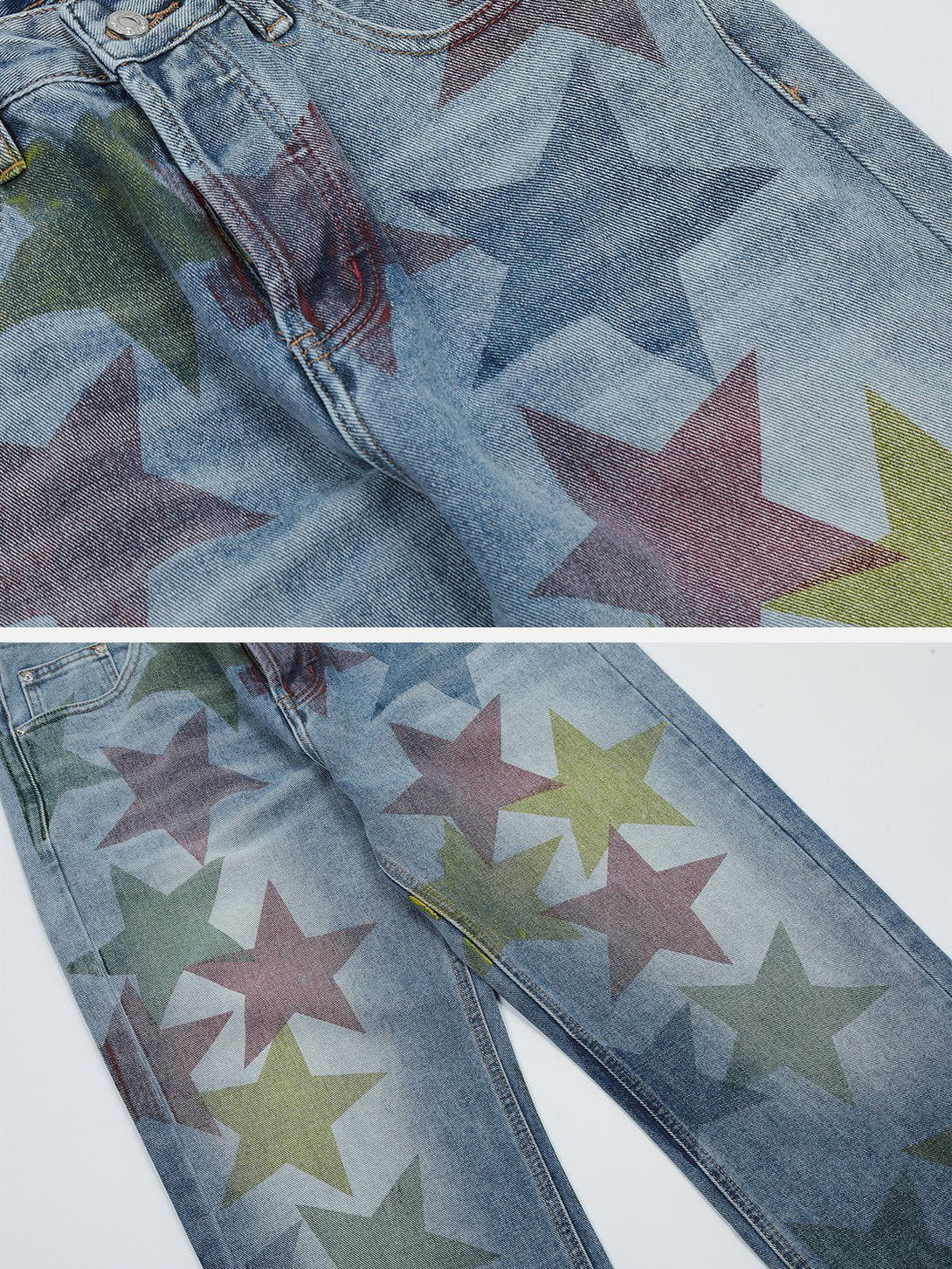 TALISHKO - Stars Print Jeans - streetwear fashion, outfit ideas - talishko.com