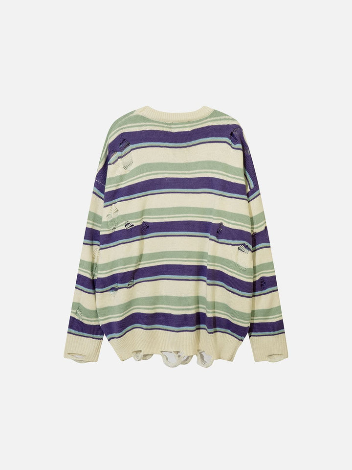 TALISHKO™ - Stripe Hole Sweater streetwear fashion - talishko.com