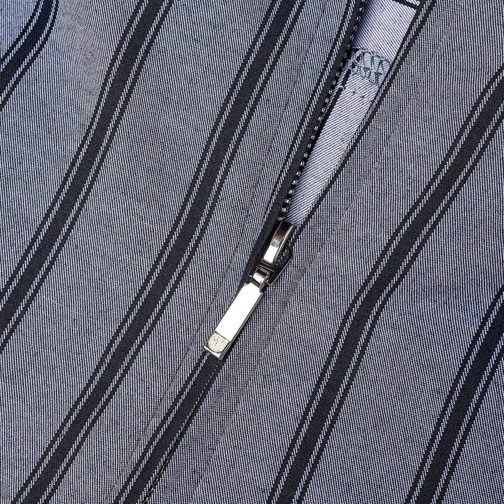 TALISHKO - Stripe Zipper Short Sleeve Shirt - streetwear fashion, outfit ideas - talishko.com
