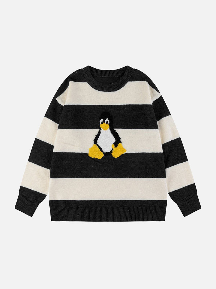 TALISHKO - Striped Duck Graphic Sweater - streetwear fashion, outfit ideas - talishko.com