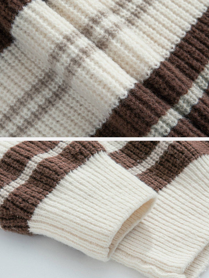 TALISHKO - Striped Embroidery Knit Sweater - streetwear fashion, outfit ideas - talishko.com