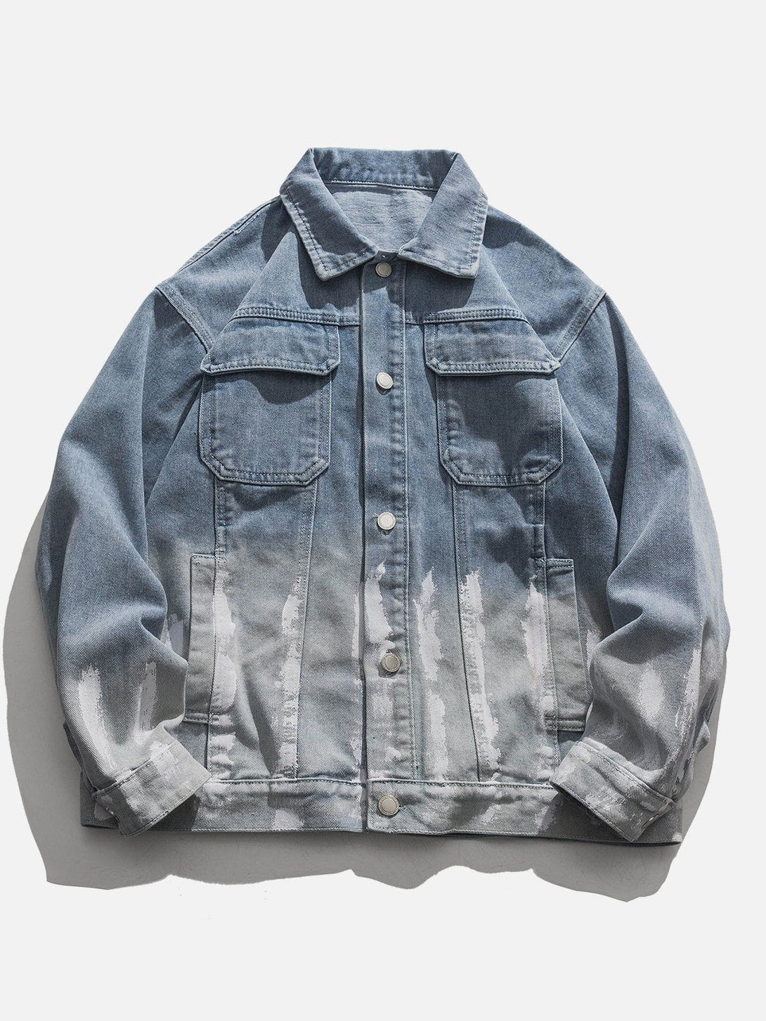 TALISHKO - Striped Washed Ombré Denim Jacket - streetwear fashion, outfit ideas - talishko.com