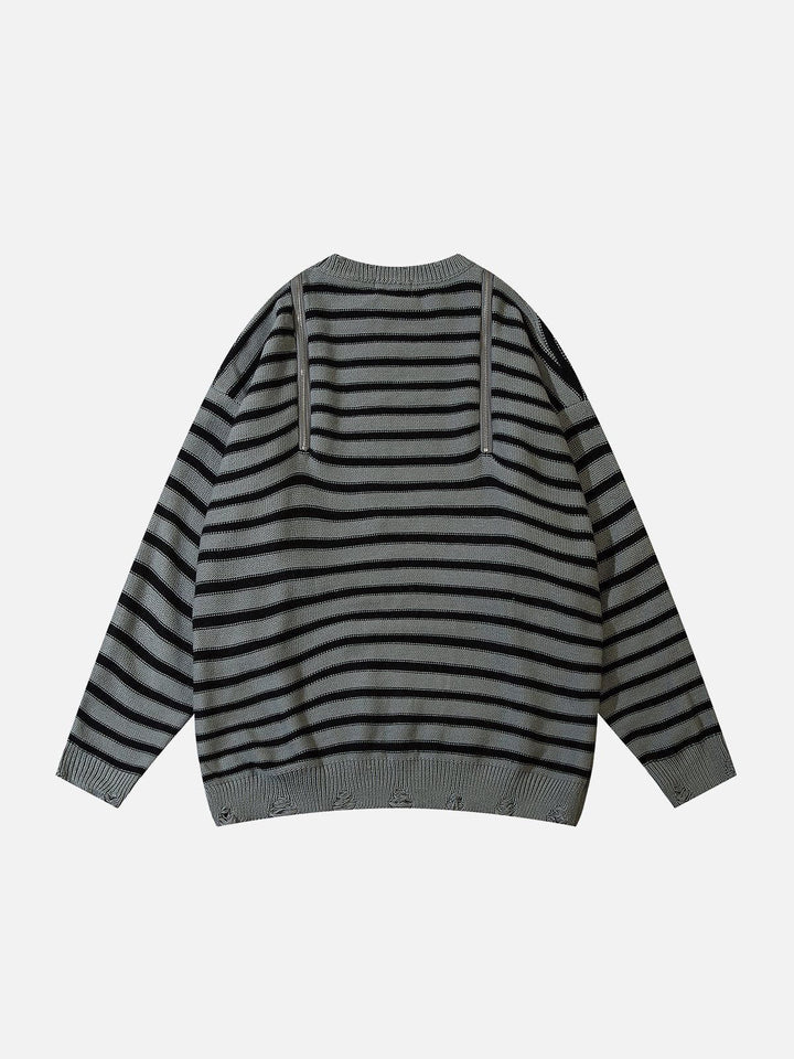 TALISHKO - Striped Zipper Design Sweater - streetwear fashion, outfit ideas - talishko.com