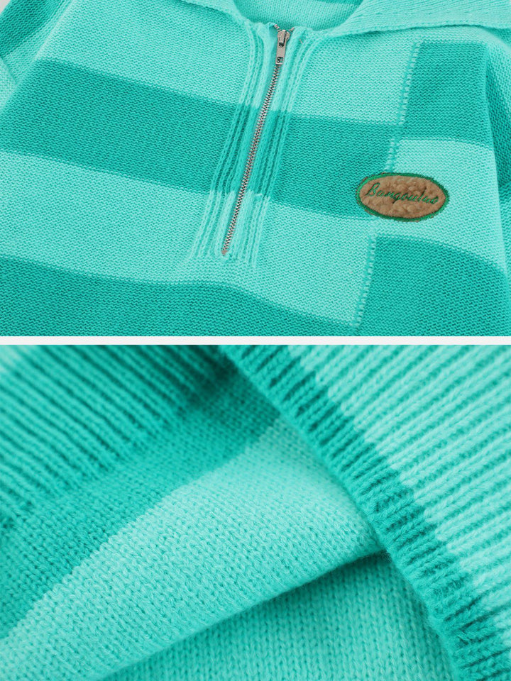 TALISHKO - Stripes Half-zip Sweater - streetwear fashion, outfit ideas - talishko.com