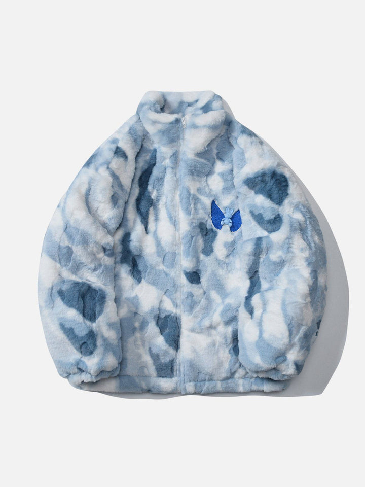 TALISHKO - Tie Dye Angel Bunny Label Sherpa Coat - streetwear fashion, outfit ideas - talishko.com