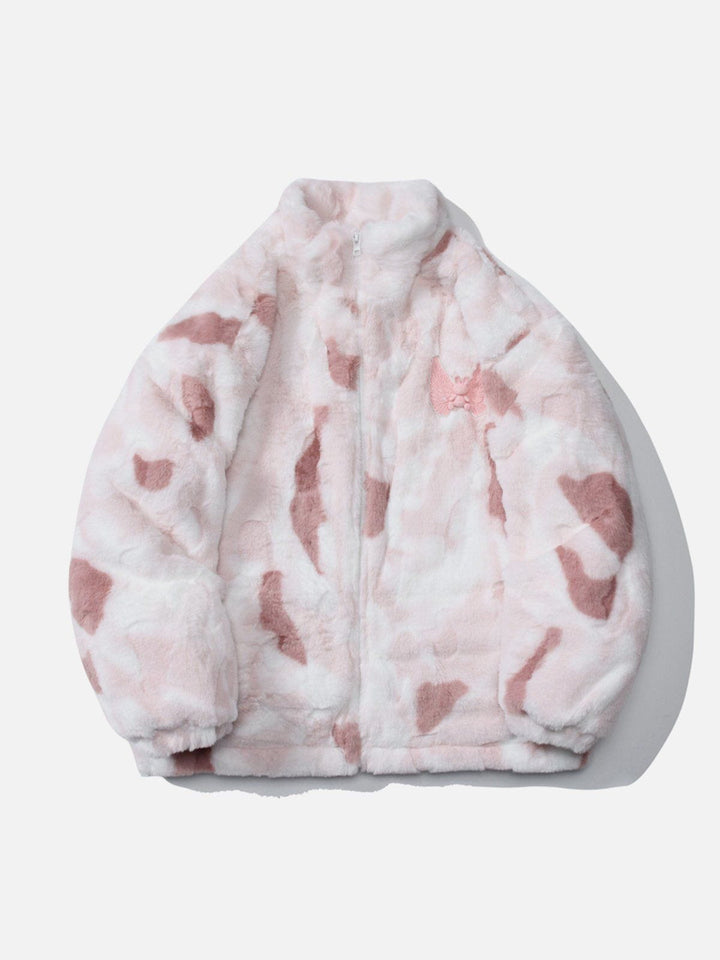 TALISHKO - Tie Dye Angel Bunny Label Sherpa Coat - streetwear fashion, outfit ideas - talishko.com