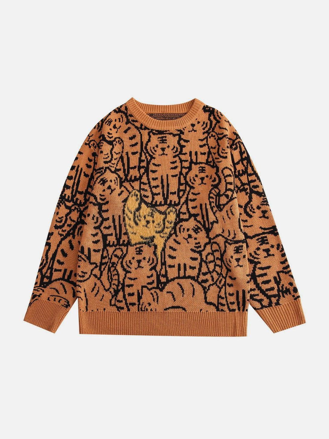 TALISHKO - Tiger Pattern Knit Sweater - streetwear fashion, outfit ideas - talishko.com