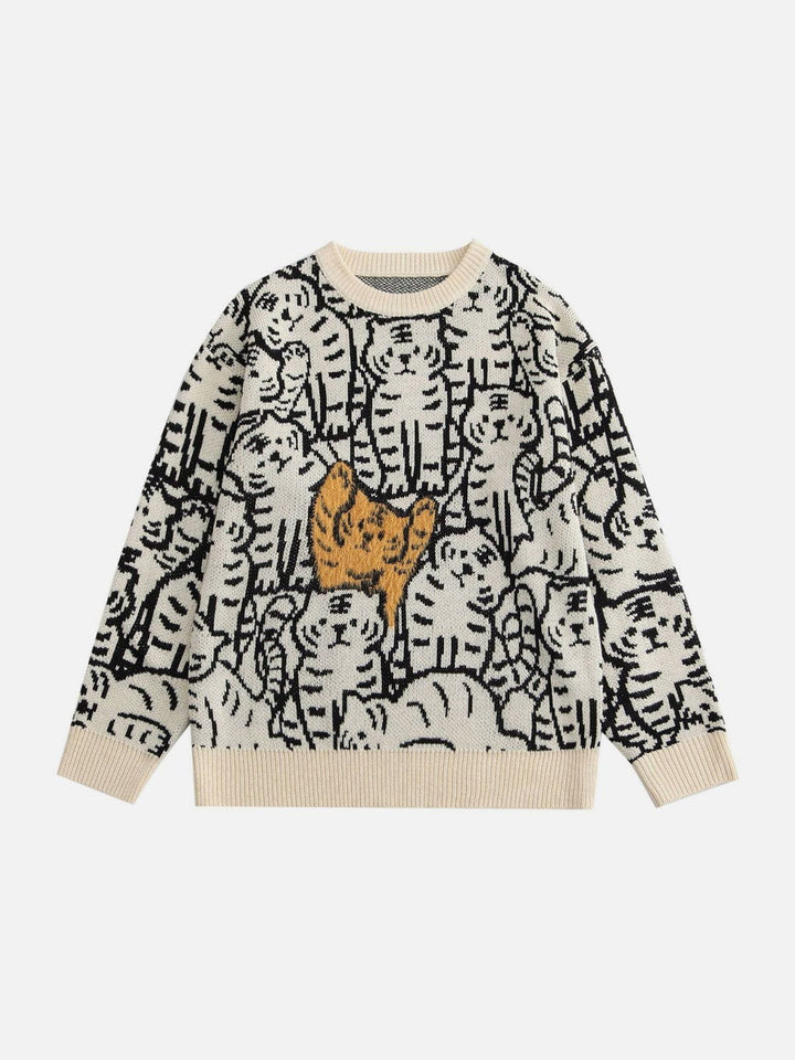 TALISHKO - Tiger Pattern Knit Sweater - streetwear fashion, outfit ideas - talishko.com